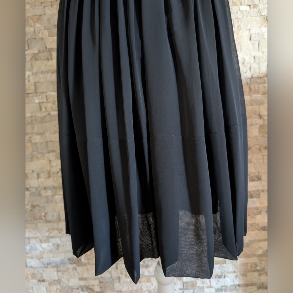 Backless Black Sequin Bodice Chiffon Mini Party Dress Sz 2 LBD Cocktail image 5